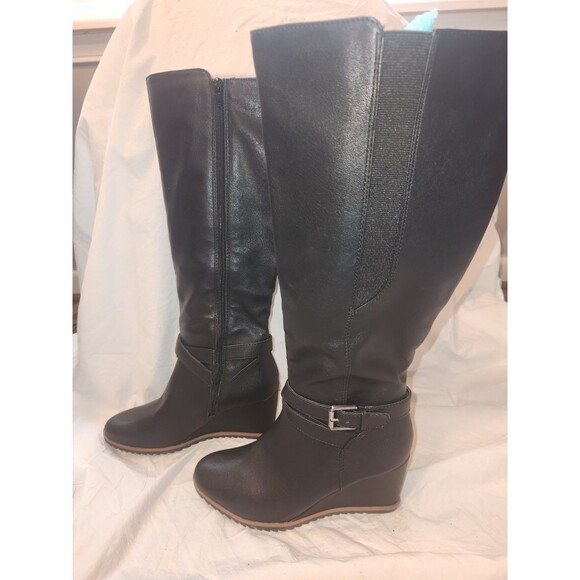 Soul Naturalizer Womens Harvest Riding Boots Black Wedge Knee High Zip 8M - Picture 5 of 10